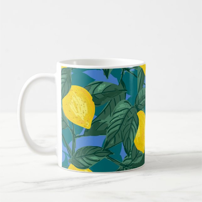 Mug Citrons, feuille : motif tropical d'agrumes. (Gauche)
