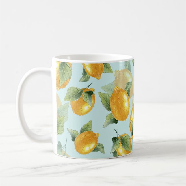 Mug Citrons Feuilles : Aquarelle Impression transparen (Gauche)