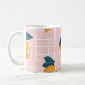 Mug Citrons, géométrie rétro, motif sans couture d'été
