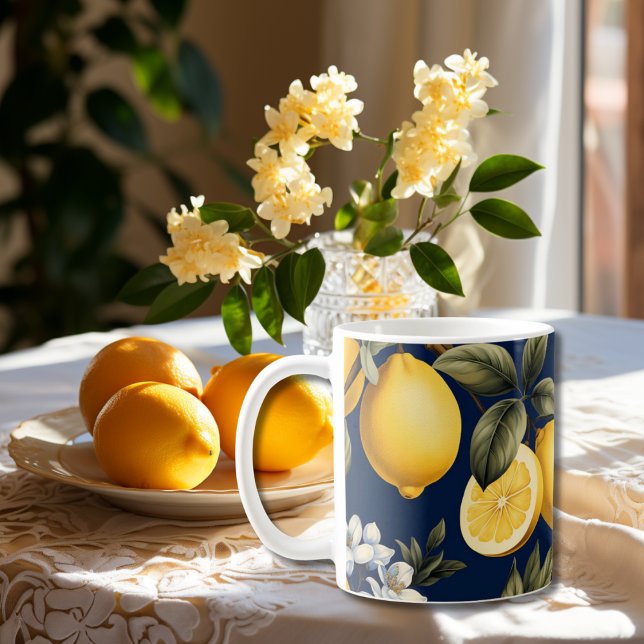 Mug Citrons italiens sur Motif de marine (Créateur téléchargé)