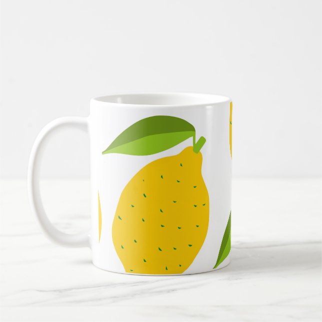 Mug citrons jaunes, motif artistique sans soudure. (Gauche)