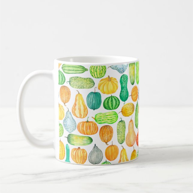 Mug Citrouille aquarelle, motif transparent (Gauche)