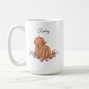 Mug Citrouille Automne automne Nom personnalisé Thanks