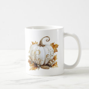 Mug Citrouille blanche élégante vintage et Tha de réco