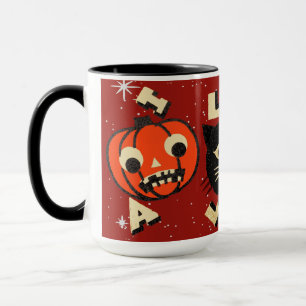 Mug citrouille chat crâne Halloween vintage