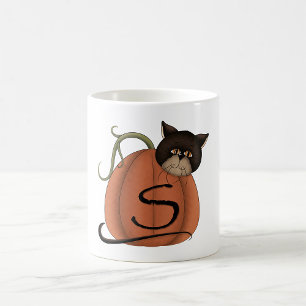 Mug Citrouille Chat Noir Lettre S Halloween