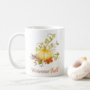 Mug Citrouille coloré avec Welcome Fall Text