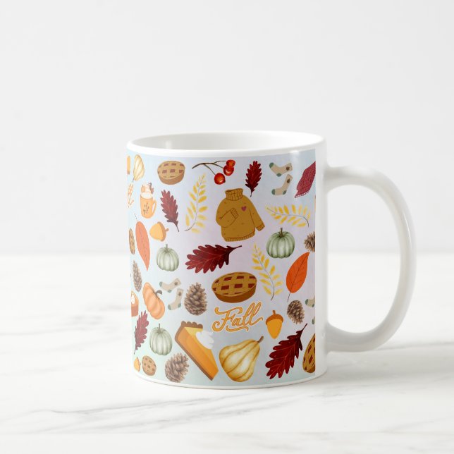 Mug Citrouille Coloré Rouge Orange Jaune Falling Feuil (Droite)