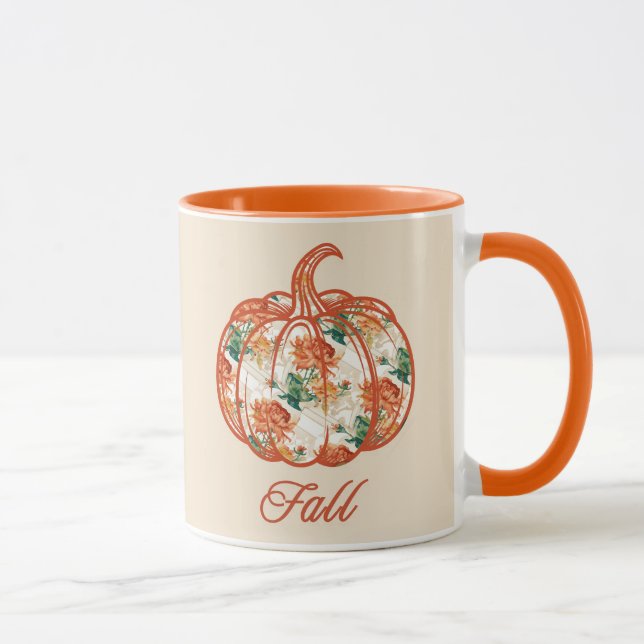 Mug Citrouille dans un motif de chrysanthème (Droite)
