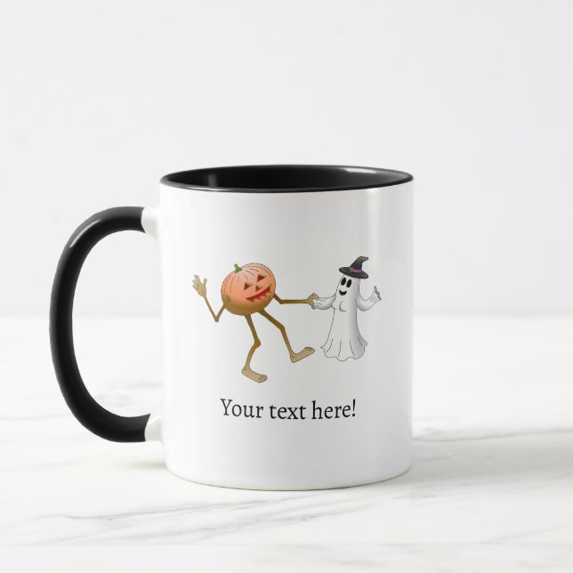 Mug Citrouille dansante avec un beau fantôme (Gauche)