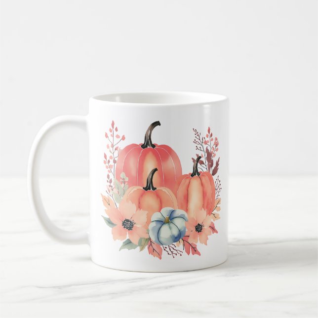 Mug Citrouille d'aquarelle de automne Boho (Gauche)