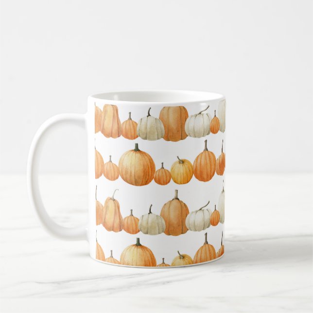 Mug Citrouille d'automne : Motif d'illustration aquare (Gauche)