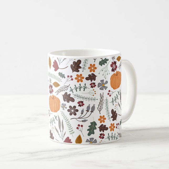 Mug citrouille d'automne motif graphique contemporain (Devant droit)