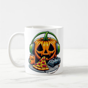 Mug Citrouille d'Halloween avec casque et jeux?