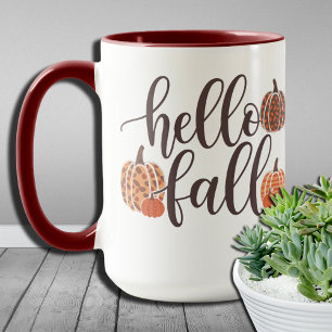 Mug Citrouille d'Halloween Bonjour Automne Léopard Gra