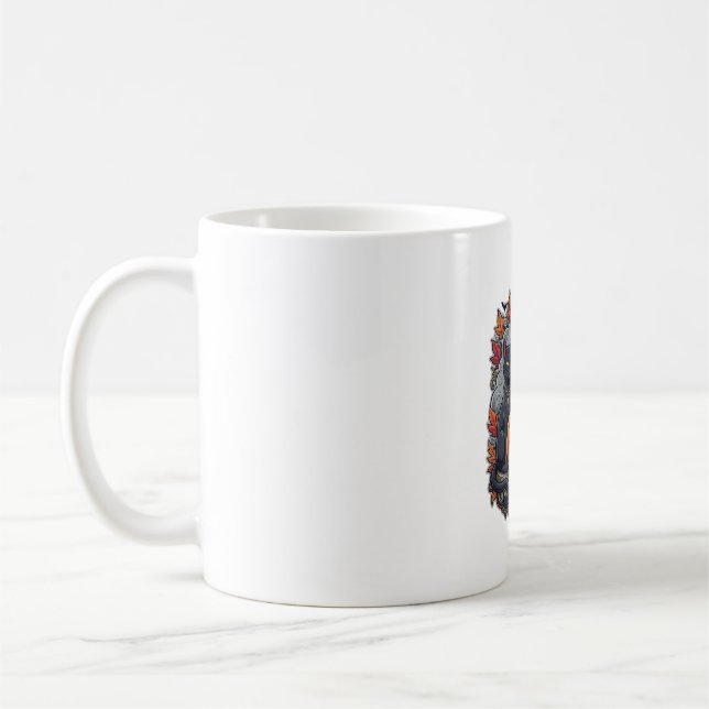 Mug Citrouille d'Halloween Chat Crâne Faucheuse Automn (Gauche)