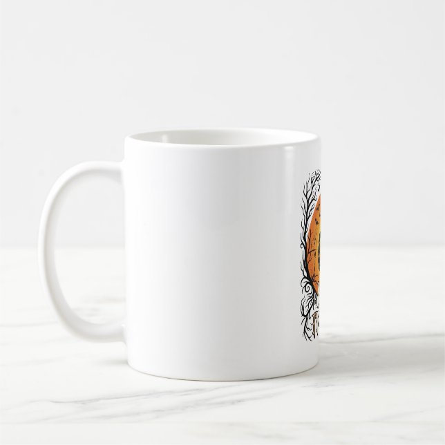 Mug Citrouille d'Halloween ensorcelée silhouette de fa (Gauche)
