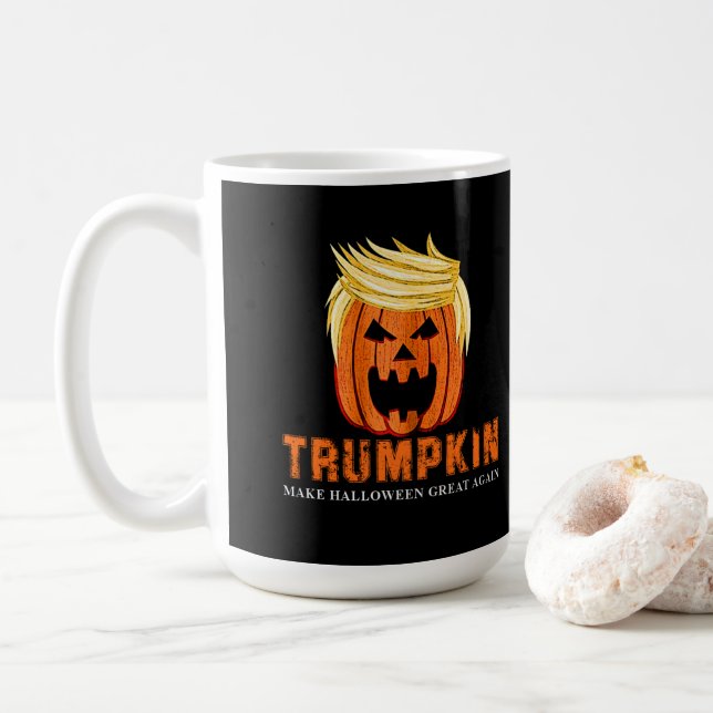 MUG CITROUILLE DRÔLE DE HALLOWEEN TRUMPKIN (Avec donut)