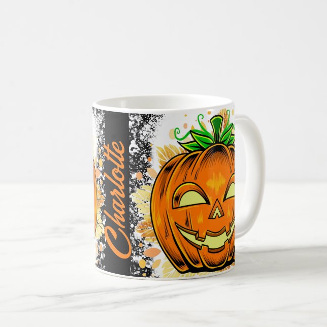 Mug Citrouille Éffrayant Halloween personnalisé JackoL (Devant droit)