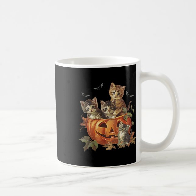 Mug Citrouille éffrayant Vintage 90s Cat Retro Hallowe (Droite)
