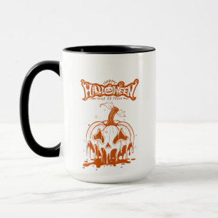Mug citrouille effrayante Halloween blanc orange