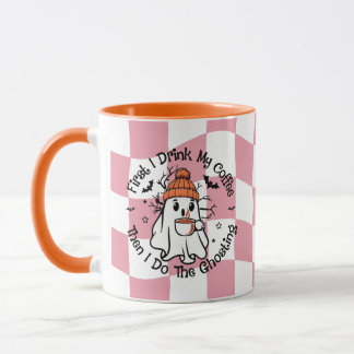 Mug Citrouille Épicée Rose Fantôme Mignon d'Automne