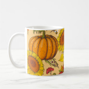 Mug Citrouille et Motif Feuille de Maple.