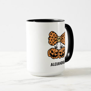 Mug Citrouille et noeud papillon Halloween Nom personn