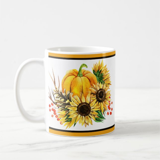 Mug Citrouille et tournesols automne  (Gauche)