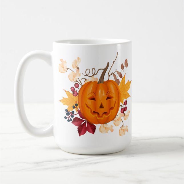 Mug Citrouille festif aux feuilles d'automne (Gauche)