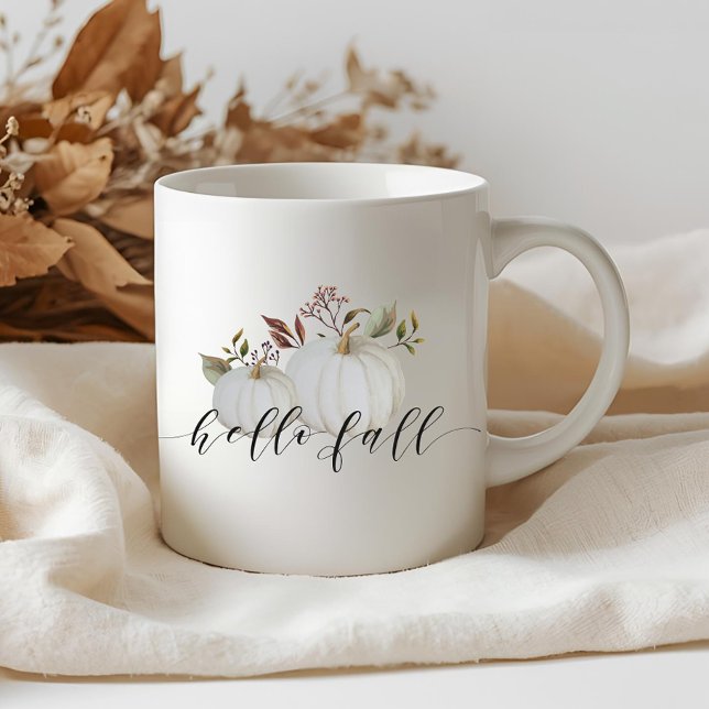 Mug Citrouille festif Bonjour Automne Calligraphie Cof (Créateur téléchargé)