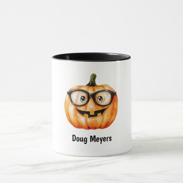 Mug Citrouille festive Halloween nom personnalisé (Centre)