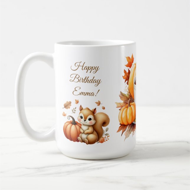 Mug Citrouille Fleur sauvage Automne Aquarelle Anniver (Gauche)
