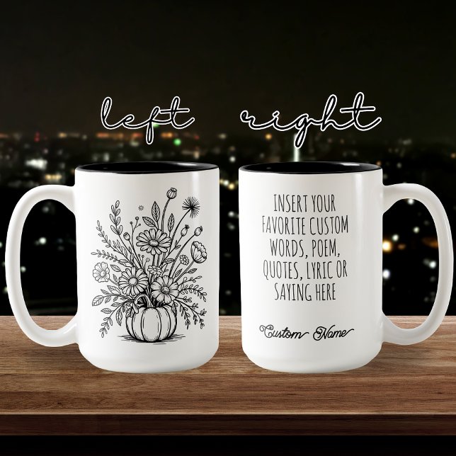 Mug Citrouille floral personnalisé pour automne et (floral pumpkin mug, fall vibes coffee mug, pumpkin season mug, halloween mug for women or coworkers,)