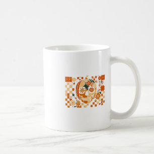 Mug Citrouille Florale Crâne Damier Halloween d'Automn