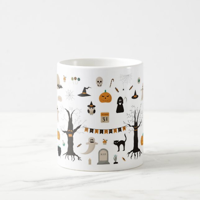 Mug Citrouille Halloween Éffrayant Ghost Witch (Centre)