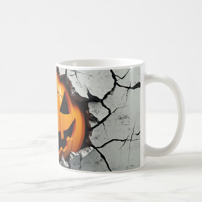 Mug Citrouille Halloween - Mur Éffrayant fissuré (Droite)