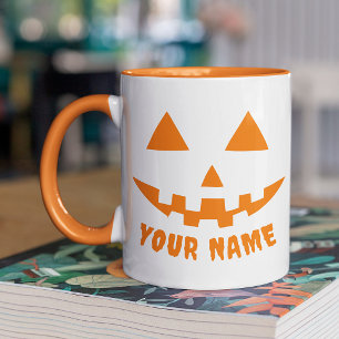 Mug Citrouille Halloween Orange Personnalisée Votre No