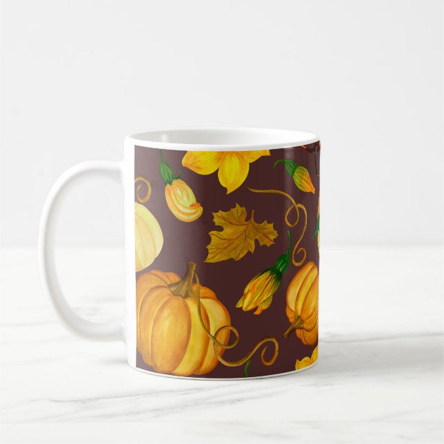 Mug Citrouille Harvest Motif d'aquarelle d'automne (Gauche)