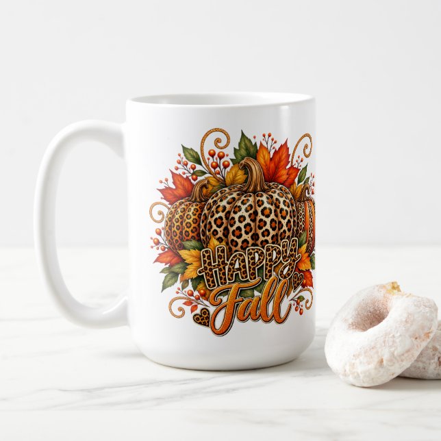 Mug Citrouille Léopard Automne Heureux (Avec donut)