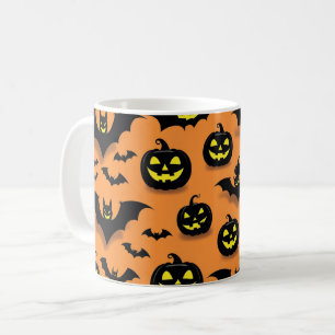 Mug Citrouille lumineuse et chauves-souris Halloween