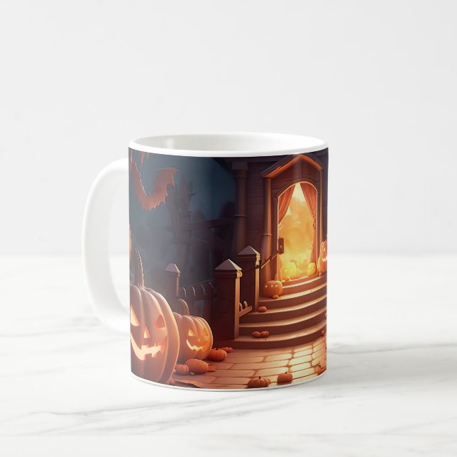 Mug Citrouille Lumineuse Halloween (Devant gauche)