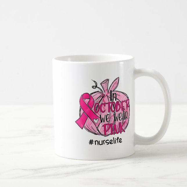 Mug Citrouille Nous Portons Pink Breast Cancer Sensibi (Droite)