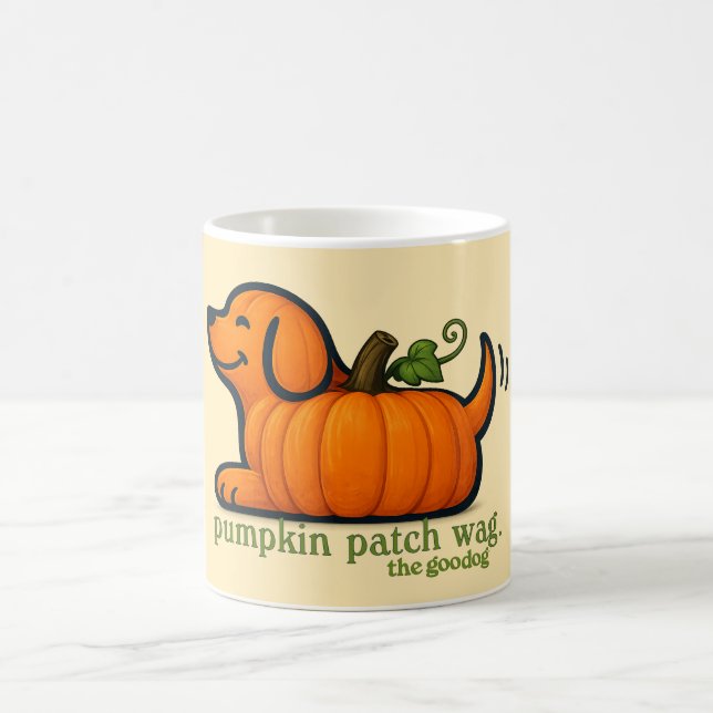 Mug Citrouille Orange Clair Amoureux de Chien d'Automn (Centre)