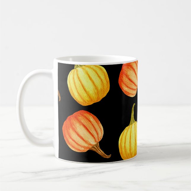 Mug Citrouille orange : Motif d'aquarelle transparente (Gauche)