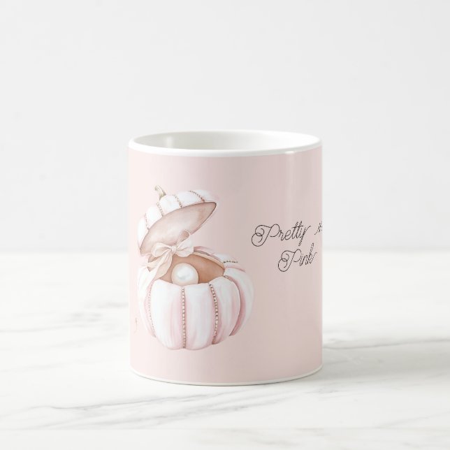 Mug Citrouille perle rose à ruban joli (Centre)