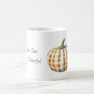 Mug Citrouille rayée à carreaux orange blanc