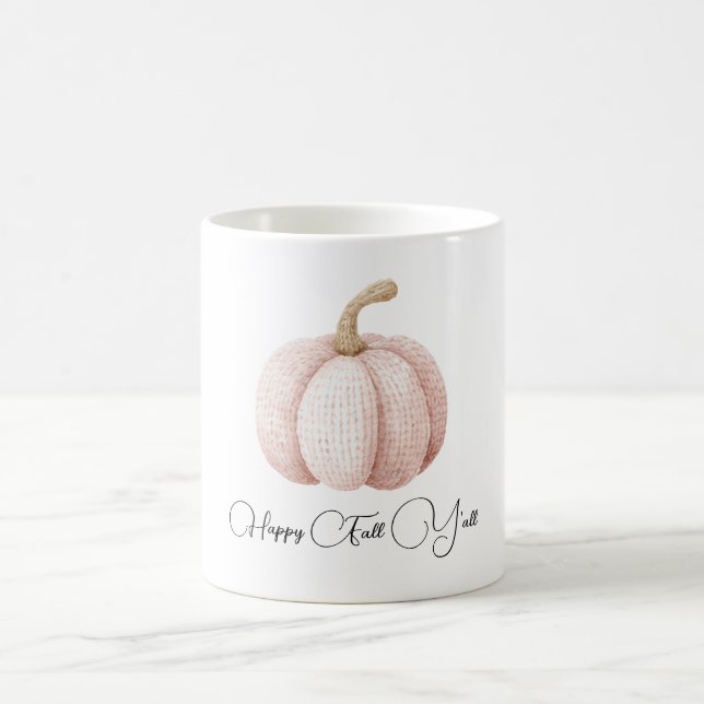 Mug Citrouille Rose Fardée Joyeuse Automne À Tous (Centre)