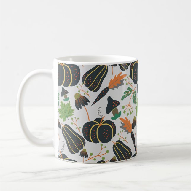 Mug Citrouille sans soudure carotte motif noir et blan (Gauche)