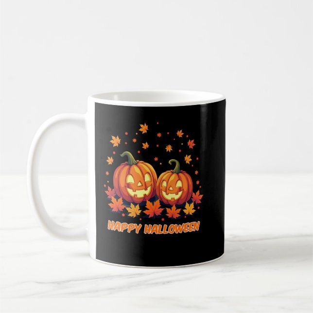 Mug Citrouille souriant mignon Automne Halloween Tee (Gauche)